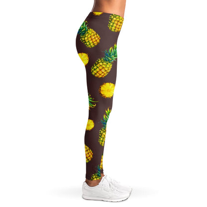 Brown Pineapple Pattern Print Women's Leggings