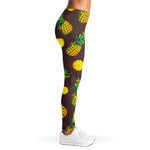 Brown Pineapple Pattern Print Women's Leggings
