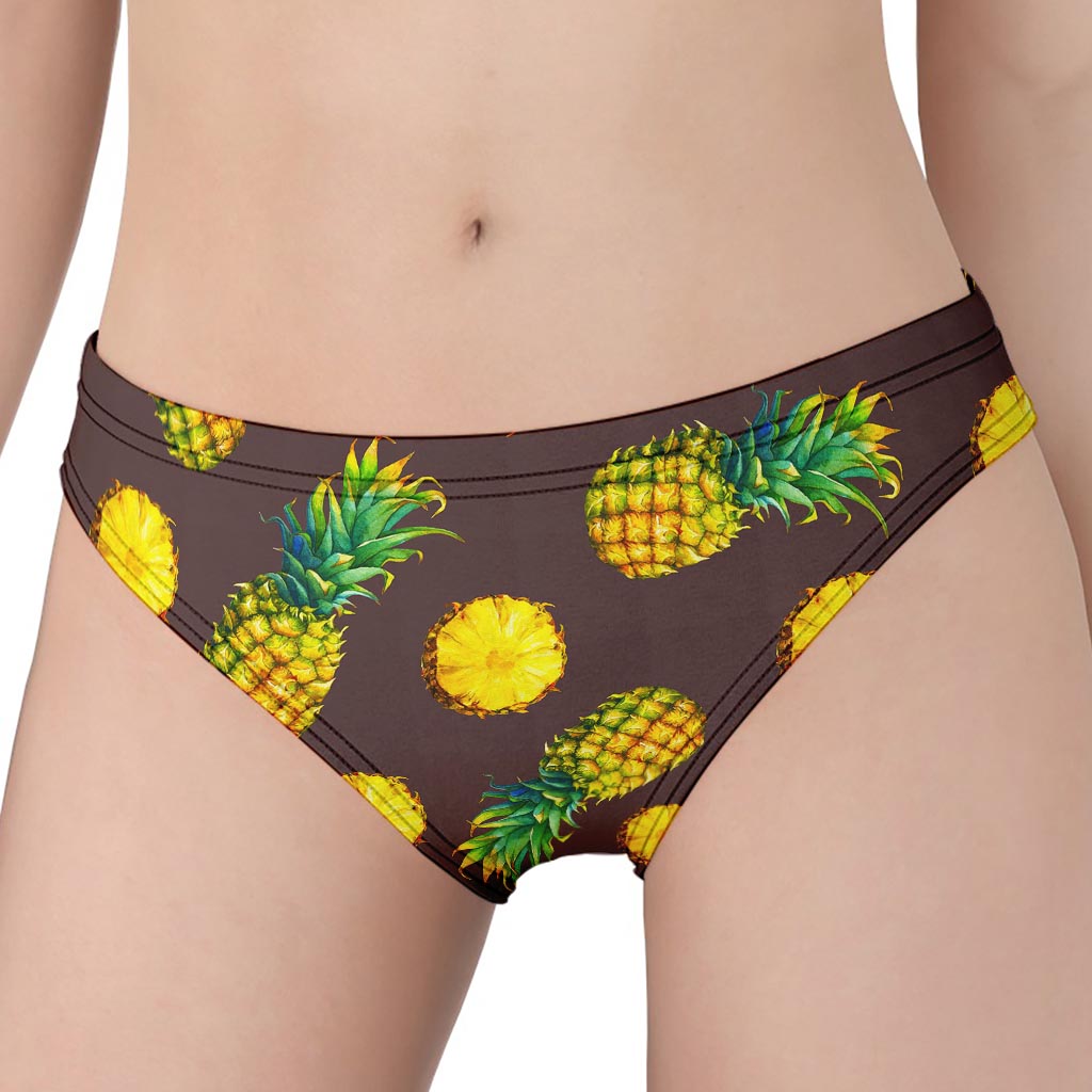 Brown Pineapple Pattern Print Women's Panties