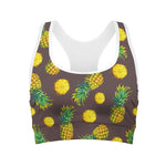 Brown Pineapple Pattern Print Women's Sports Bra