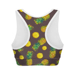 Brown Pineapple Pattern Print Women's Sports Bra