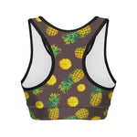 Brown Pineapple Pattern Print Women's Sports Bra