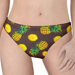 Brown Pineapple Pattern Print Women's Thong