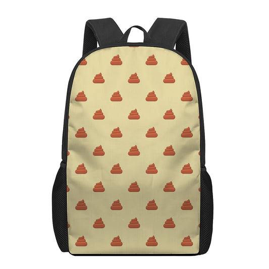 Brown Poop Pattern Print 17 Inch Backpack