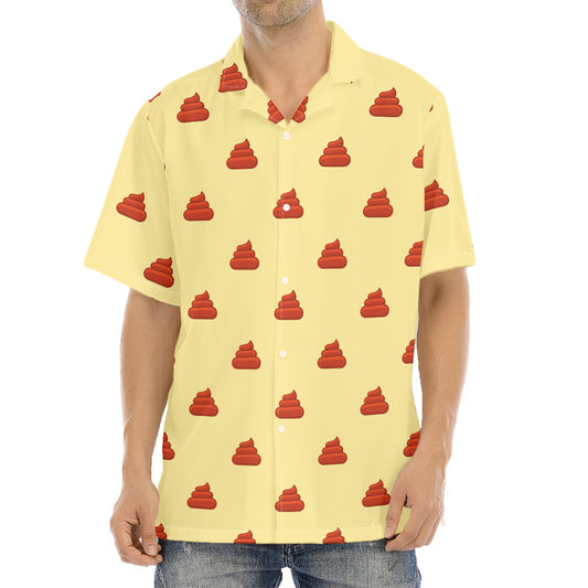 Brown Poop Pattern Print Aloha Shirt
