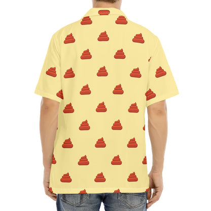 Brown Poop Pattern Print Aloha Shirt