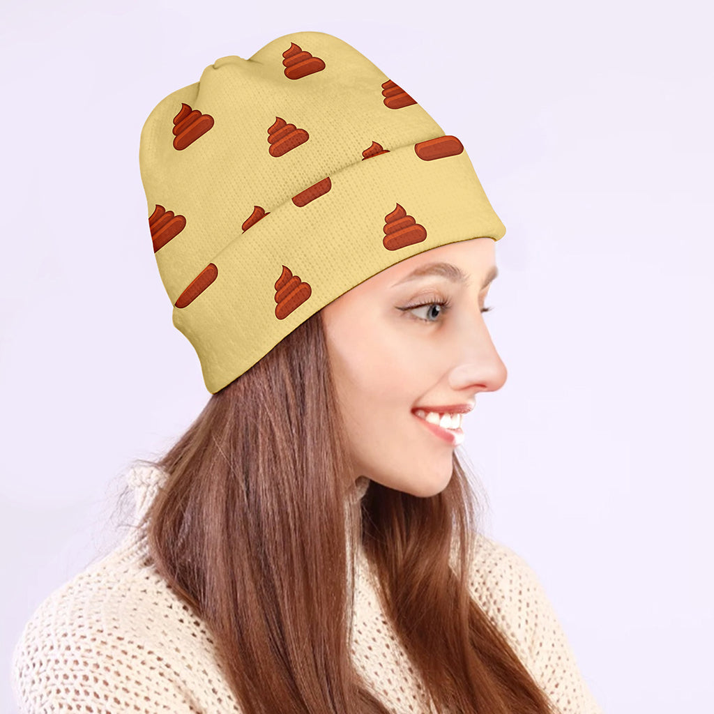 Brown Poop Pattern Print Beanie