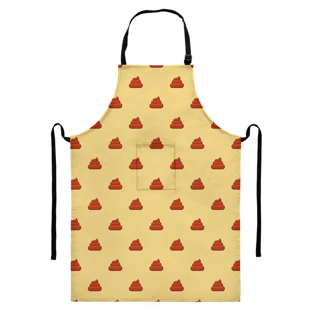 Brown Poop Pattern Print Bib Apron With Pocket
