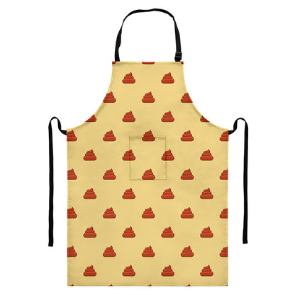 Brown Poop Pattern Print Bib Apron With Pocket