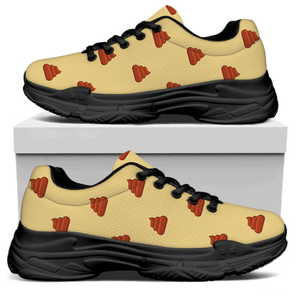 Brown Poop Pattern Print Black Chunky Shoes