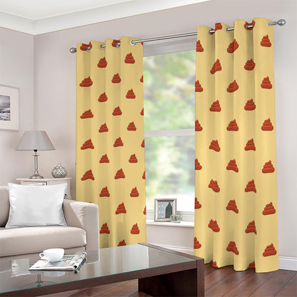 Brown Poop Pattern Print Blackout Grommet Curtains