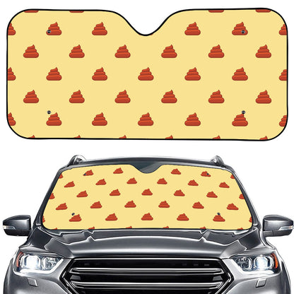 Brown Poop Pattern Print Car Windshield Sun Shade