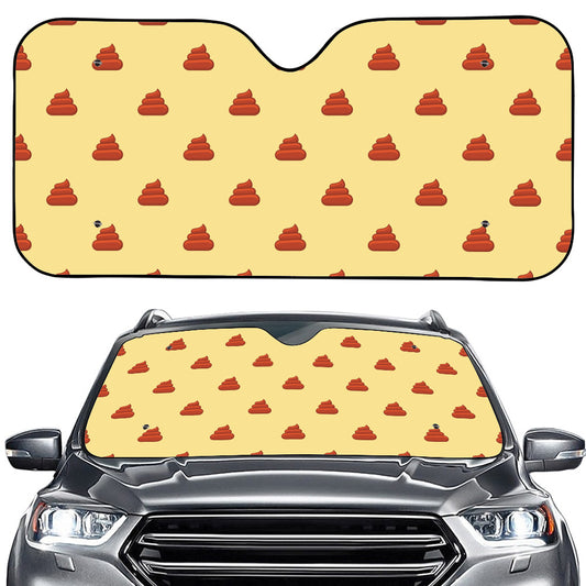 Brown Poop Pattern Print Car Windshield Sun Shade