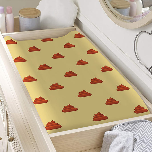 Brown Poop Pattern Print Changing Pad Cover