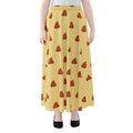 Brown Poop Pattern Print Chiffon Maxi Skirt