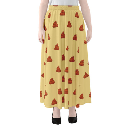 Brown Poop Pattern Print Chiffon Maxi Skirt