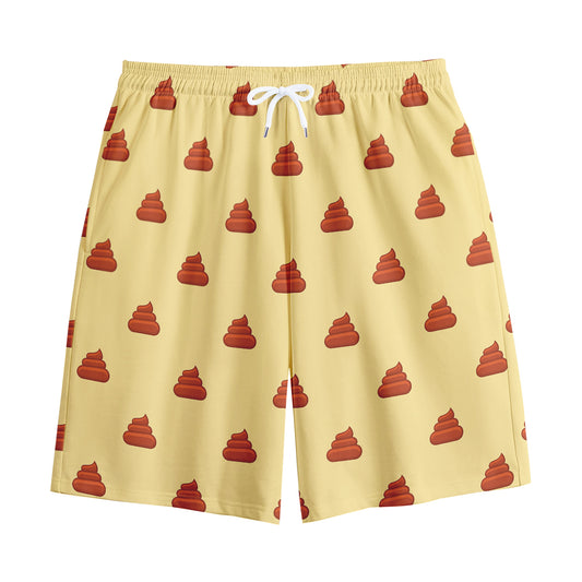 Brown Poop Pattern Print Cotton Shorts