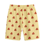 Brown Poop Pattern Print Cotton Shorts