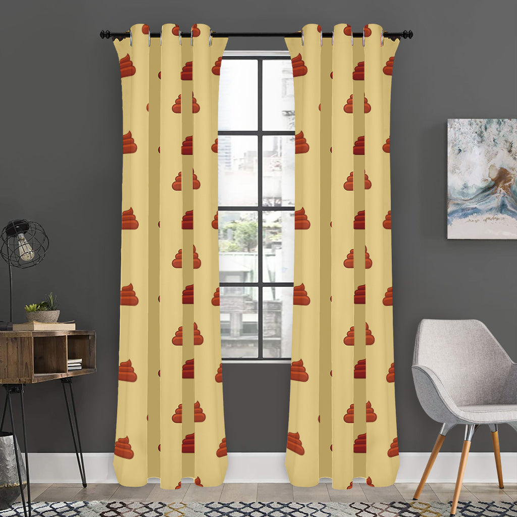 Brown Poop Pattern Print Curtain