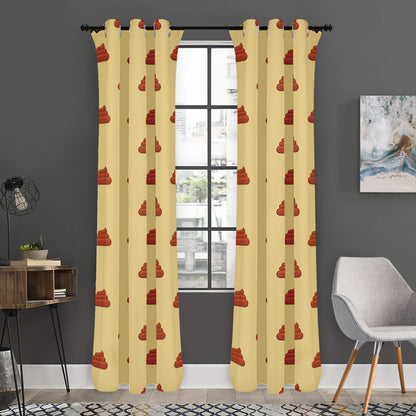 Brown Poop Pattern Print Curtain
