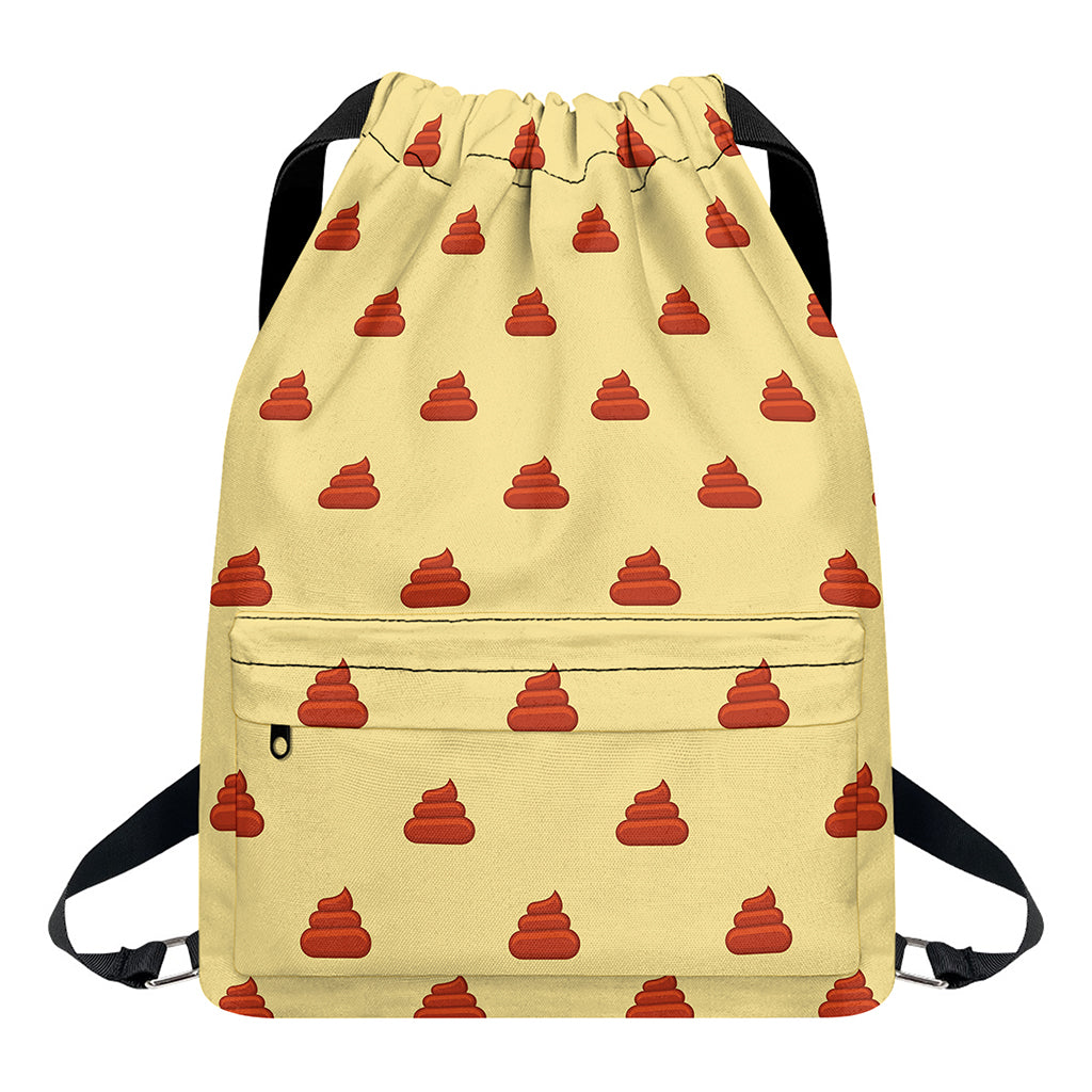 Brown Poop Pattern Print Drawstring Backpack