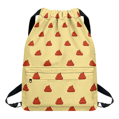 Brown Poop Pattern Print Drawstring Backpack