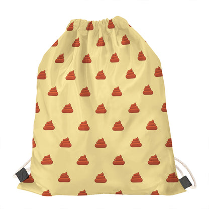 Brown Poop Pattern Print Drawstring Bag
