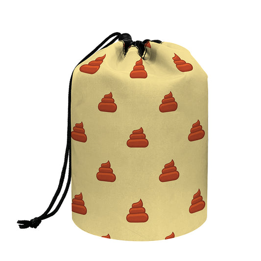 Brown Poop Pattern Print Drawstring Makeup Bag