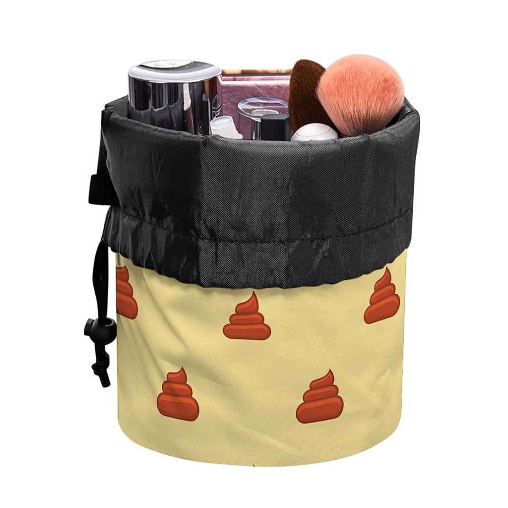 Brown Poop Pattern Print Drawstring Makeup Bag