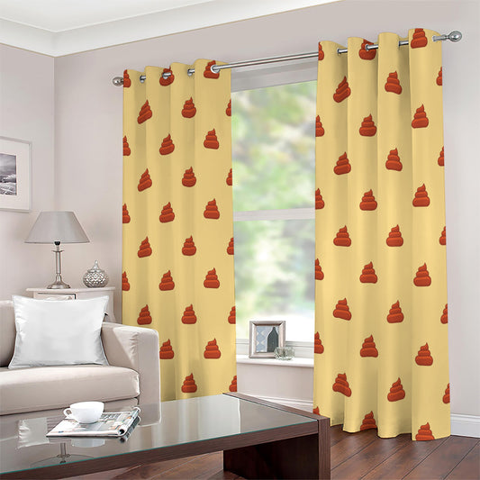 Brown Poop Pattern Print Extra Wide Grommet Curtains