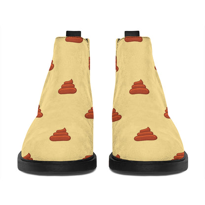 Brown Poop Pattern Print Flat Ankle Boots
