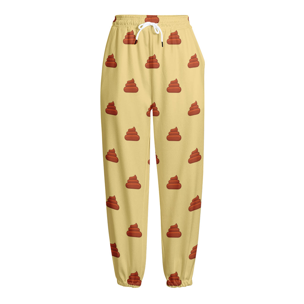 Brown Poop Pattern Print Fleece Lined Knit Pants