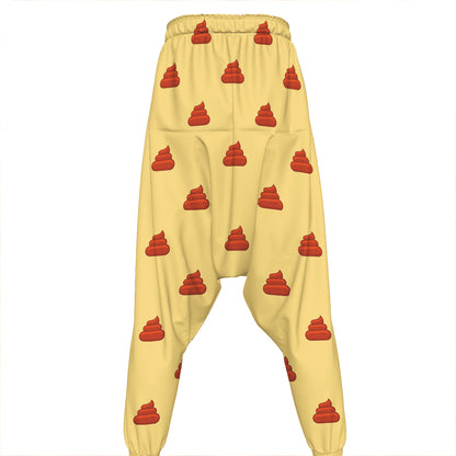 Brown Poop Pattern Print Hammer Pants