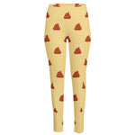 Brown Poop Pattern Print High-Waisted Pocket Leggings