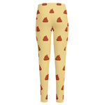 Brown Poop Pattern Print High-Waisted Pocket Leggings