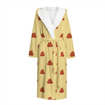 Brown Poop Pattern Print Hooded Bathrobe