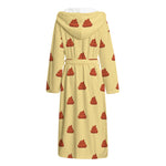 Brown Poop Pattern Print Hooded Bathrobe