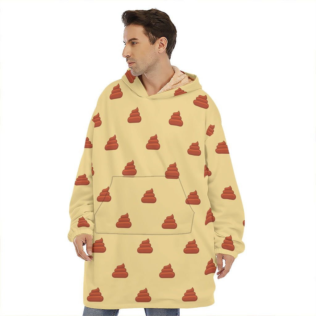 Brown Poop Pattern Print Hoodie Blanket