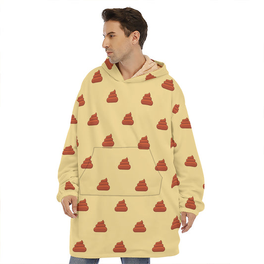 Brown Poop Pattern Print Hoodie Blanket