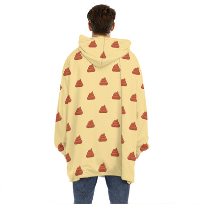 Brown Poop Pattern Print Hoodie Blanket
