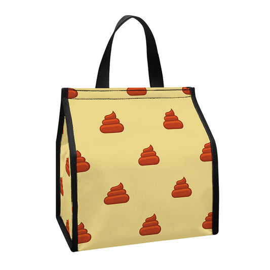 Brown Poop Pattern Print Insulated Lunch Tote