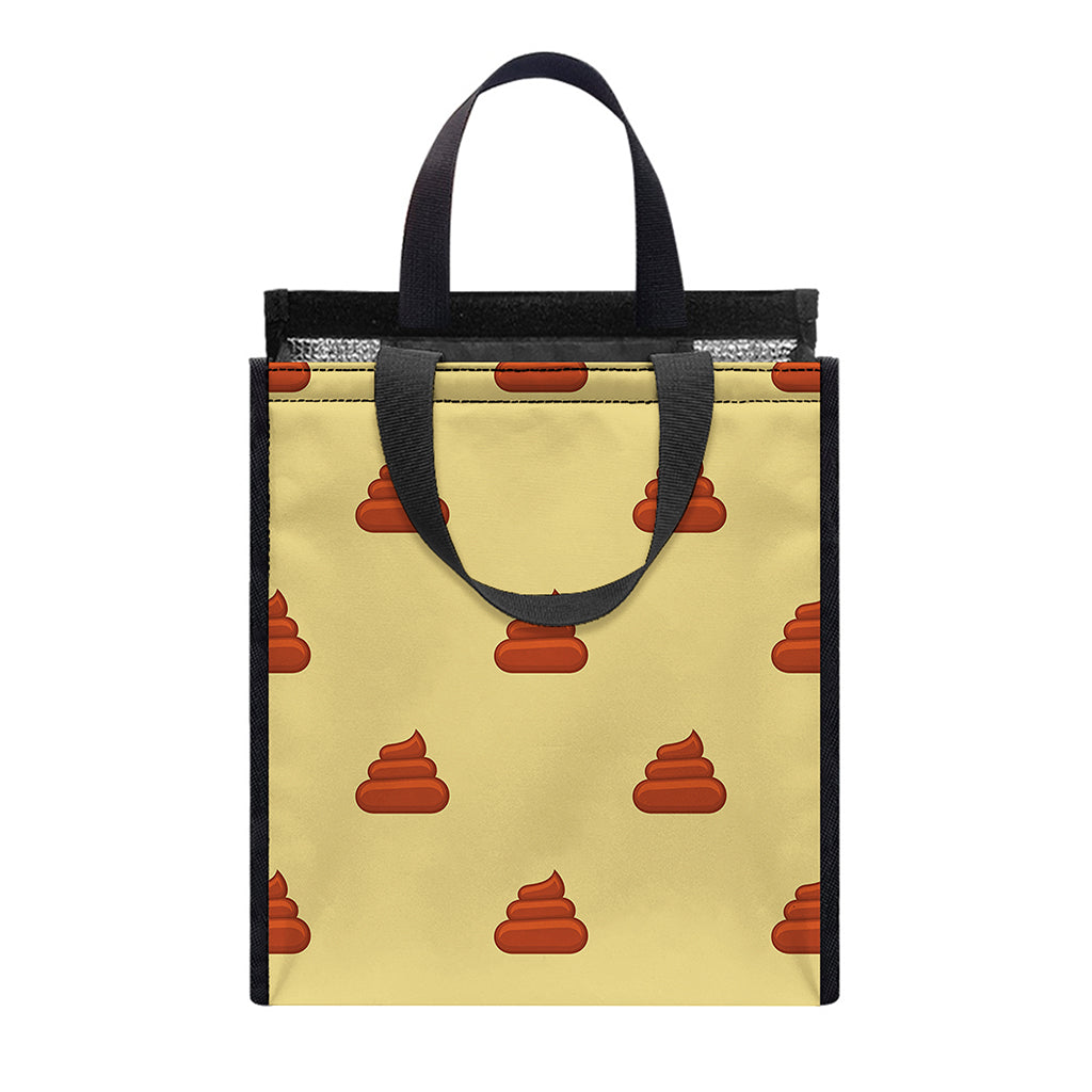 Brown Poop Pattern Print Insulated Lunch Tote