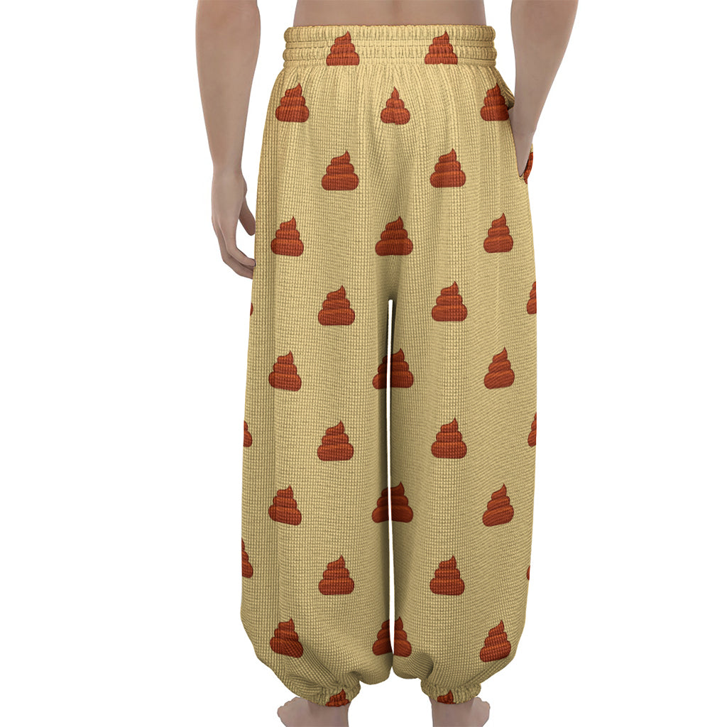 Brown Poop Pattern Print Lantern Pants