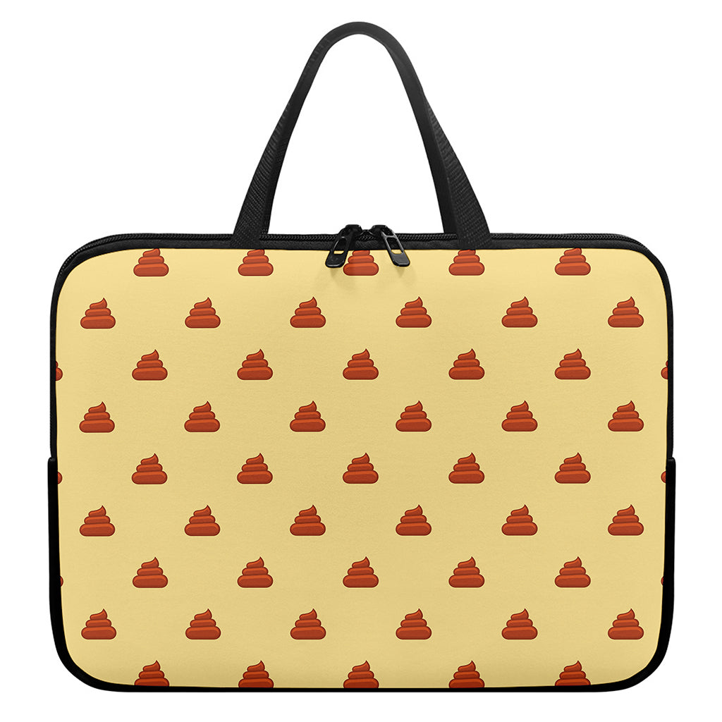 Brown Poop Pattern Print Laptop Sleeve With Handle