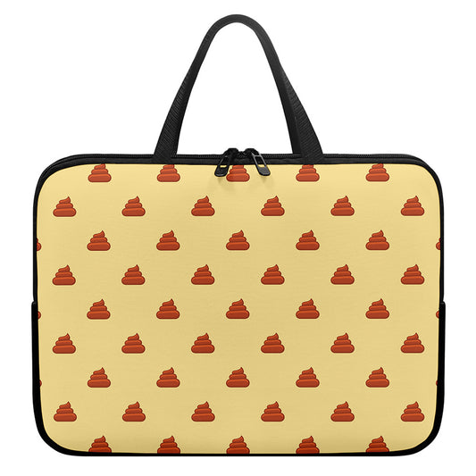 Brown Poop Pattern Print Laptop Sleeve With Handle