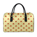 Brown Poop Pattern Print Leather Duffel Bag