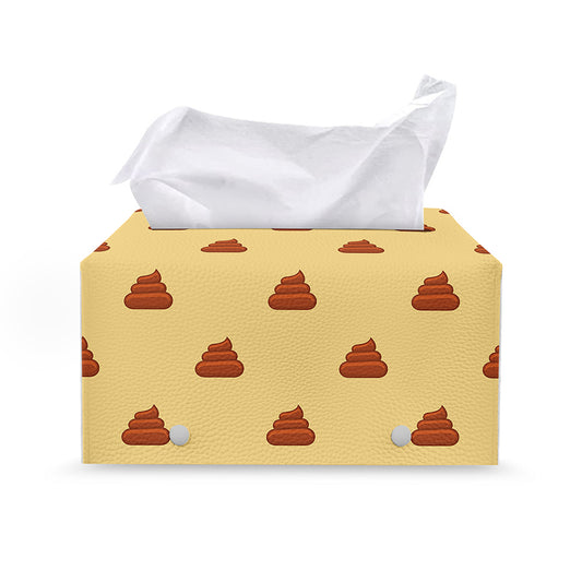 Brown Poop Pattern Print Leather Tissue Box Cover