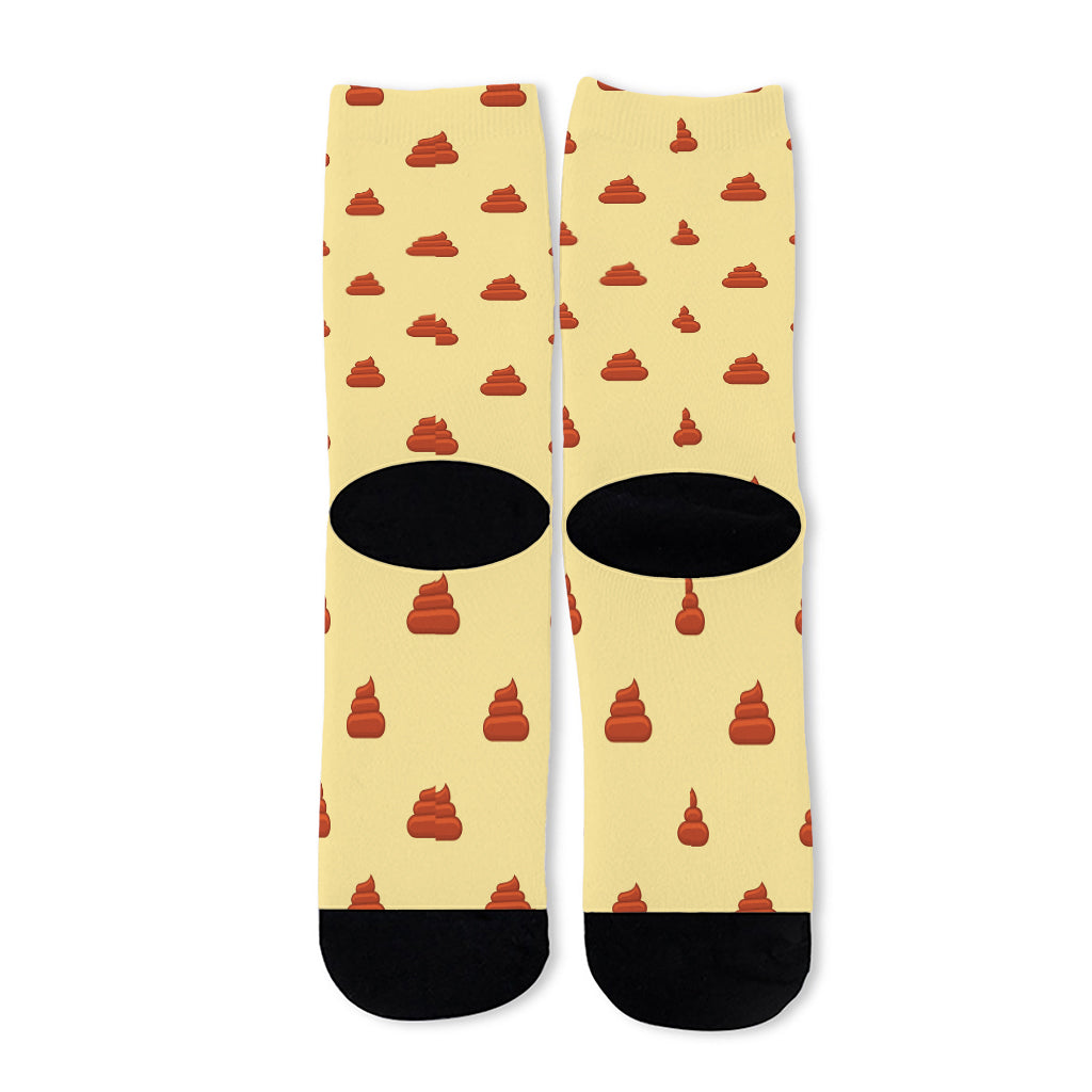 Brown Poop Pattern Print Long Socks