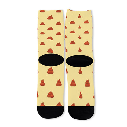 Brown Poop Pattern Print Long Socks