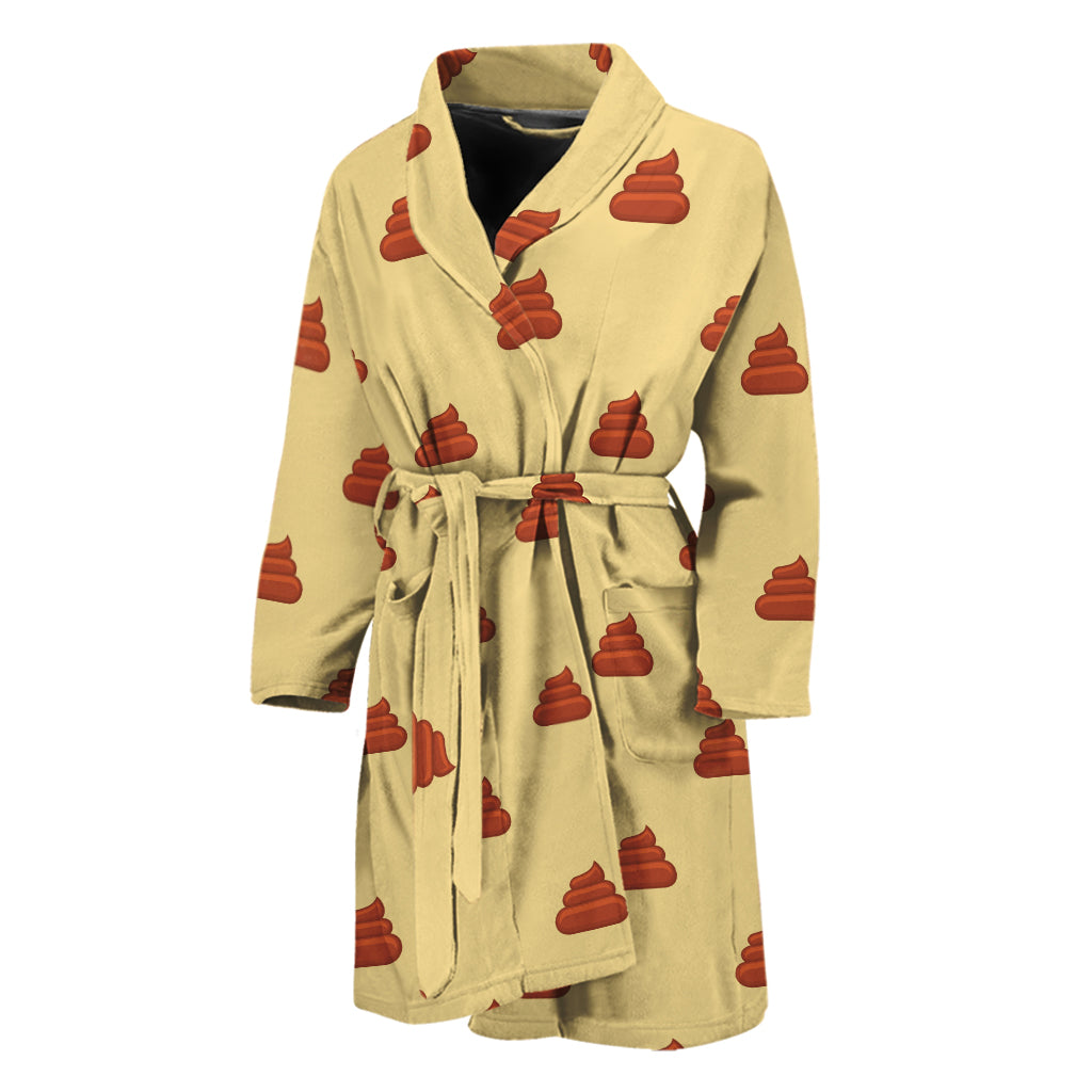 Brown Poop Pattern Print Men's Bathrobe